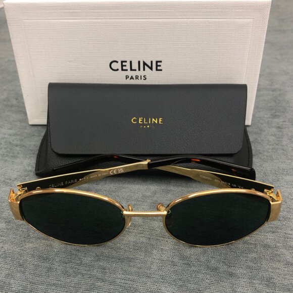 Celine Triomphe Gold Metal Oval Sunglasses - Picture 1 of 6